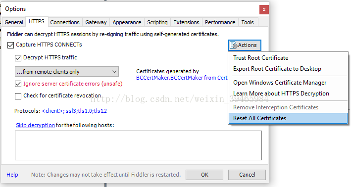 Configure Fiddler to decrypt HTTPS traffic